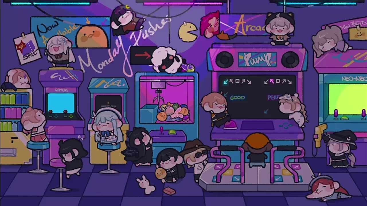 먼데이푸쉬즈 오락실 배경