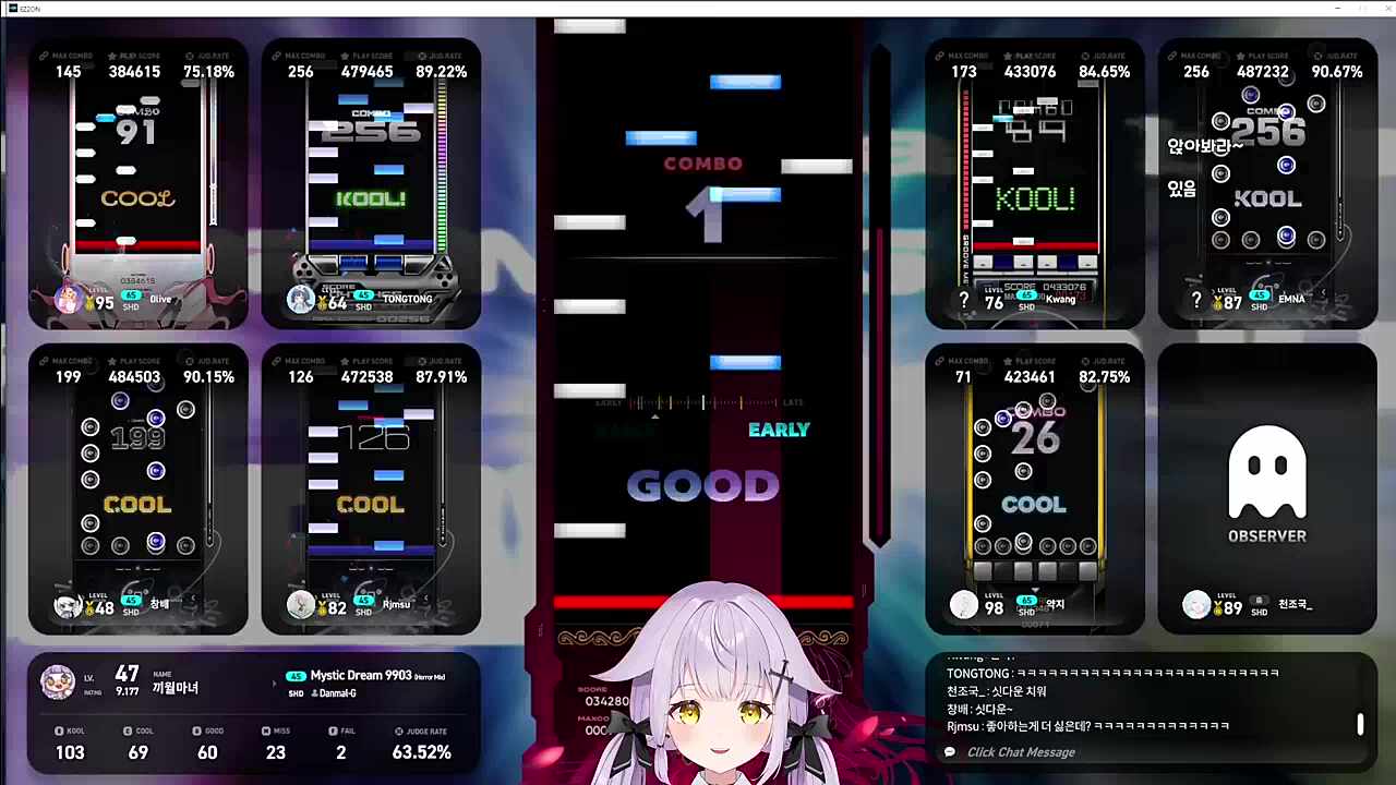 무수히 많은 변속에 그만 비명지르는 끠월마녀