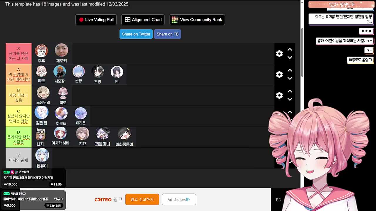 아로가 생각하는 객관화 안된 티어표 