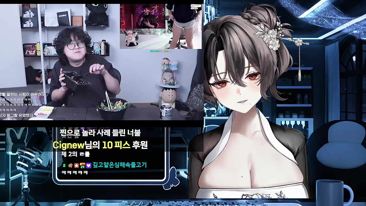 찐으로 놀라 사레 들리신 너불님 반응(a.k.a.카캉카캉아...)