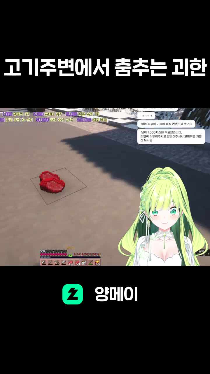 고기주변에서 춤추는 괴한