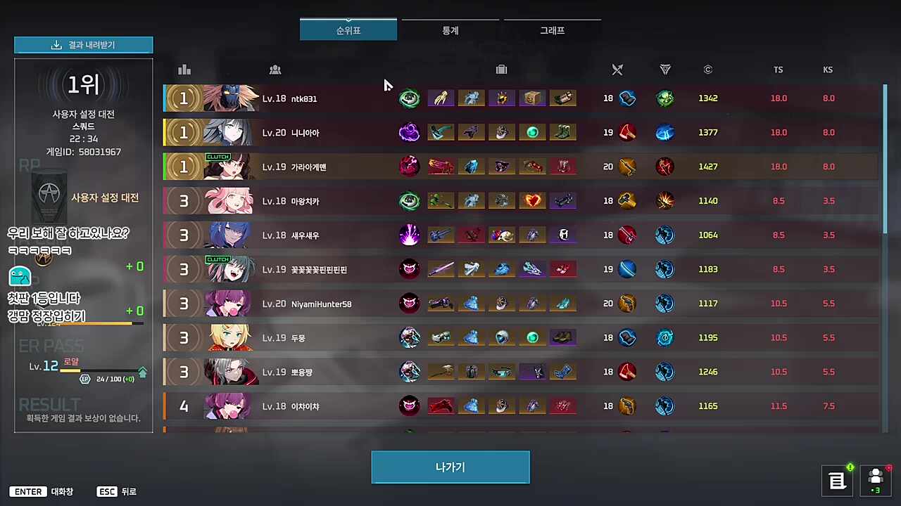 치킨쿤) 아 뿡아 어서와라 니니아) 뿡님 안녕하세요? 제가 캐리해서 1등했어요 치킨쿤) 우리 2티어가 황니니아라 제일 잘하는 중