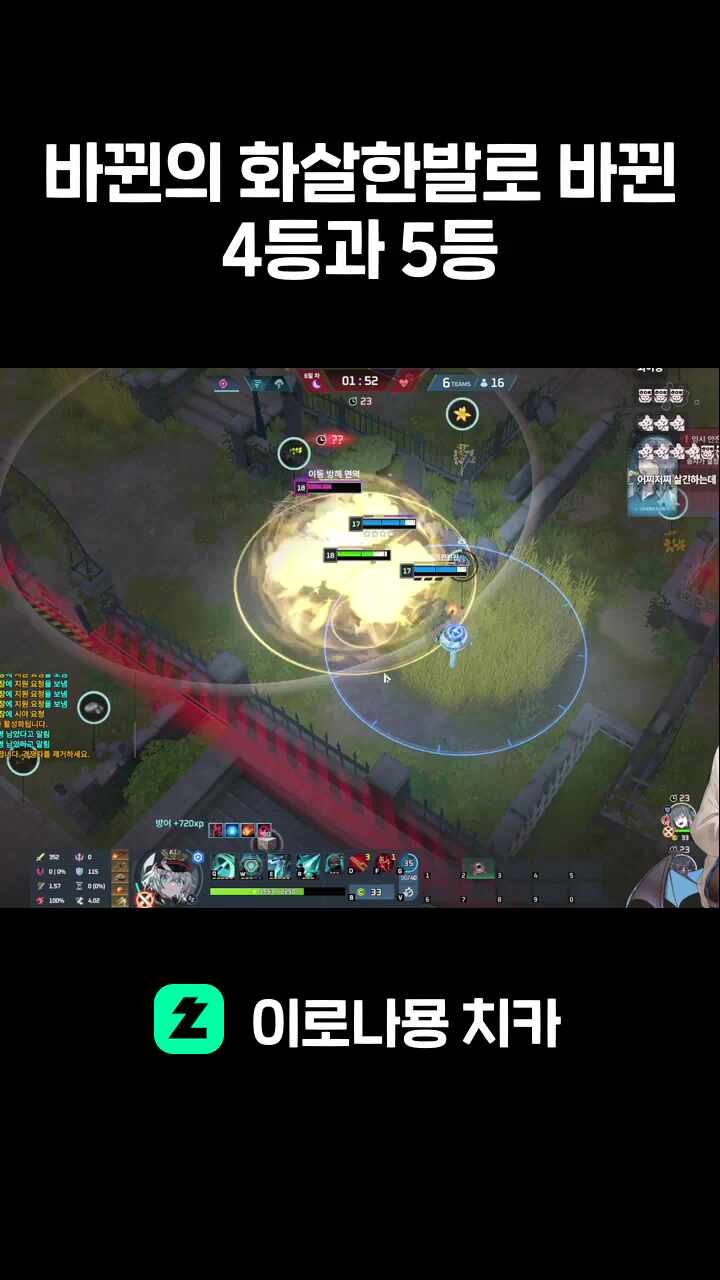 바뀐의 화살한발로 바뀐 4등과 5등