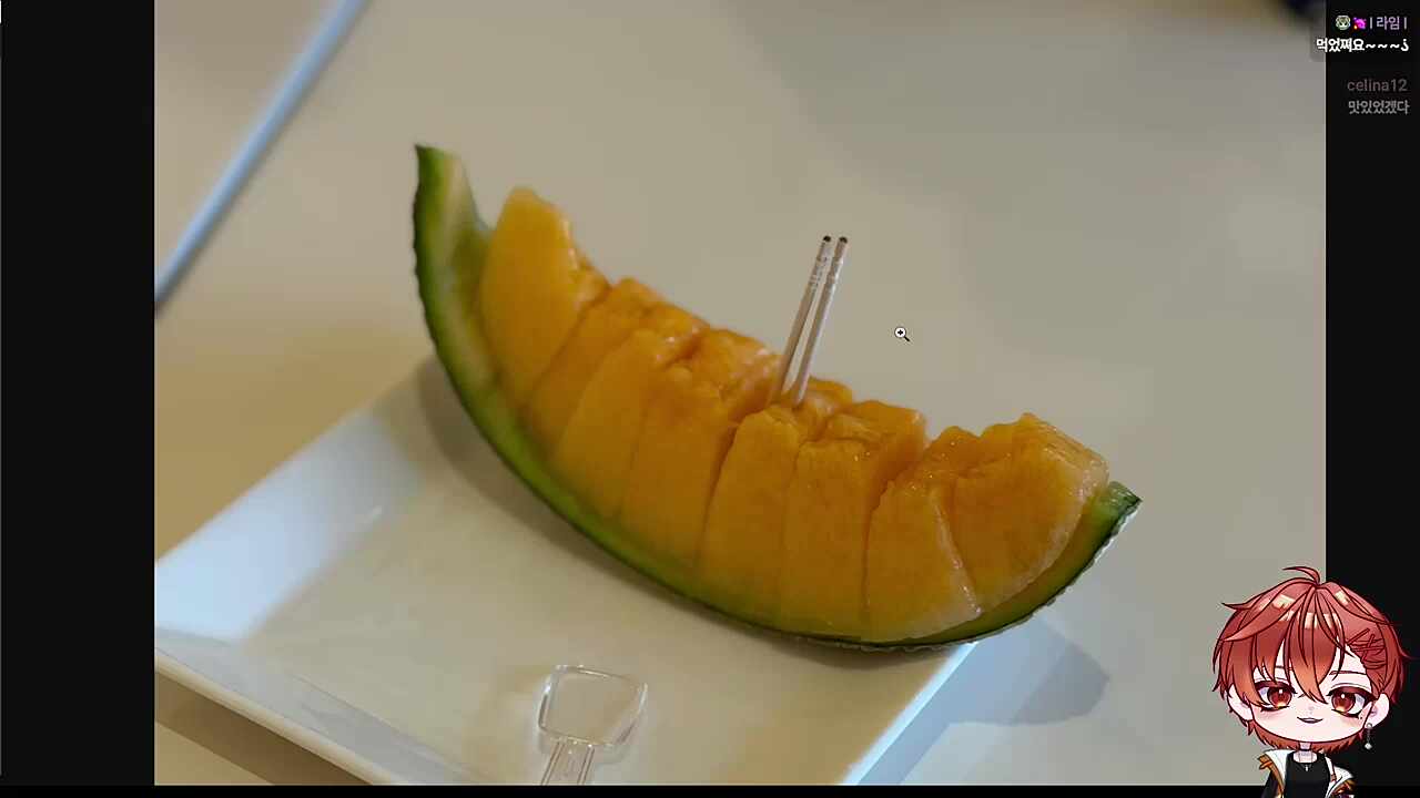 엄청 비싼 메론 먹어봤다는 하루🐹