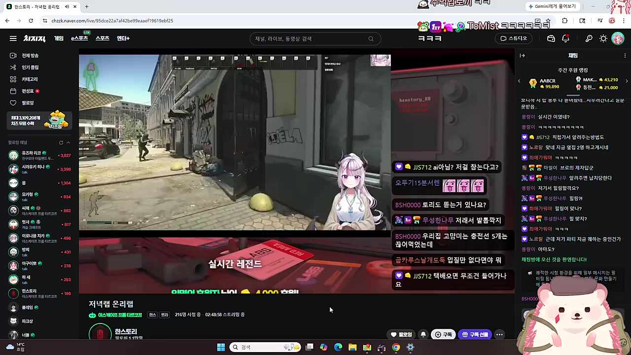 치라니 한스토리 반응
