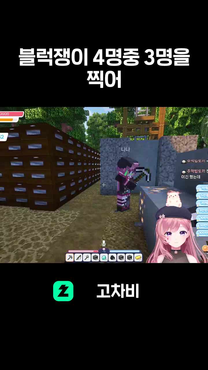 블럭쟁이 4명중 3명을 찍어